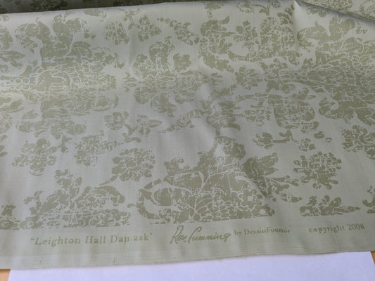 Windsor Castle Renaissance Resist Print Silk Damask - Sage Green on Celery - By The Yard