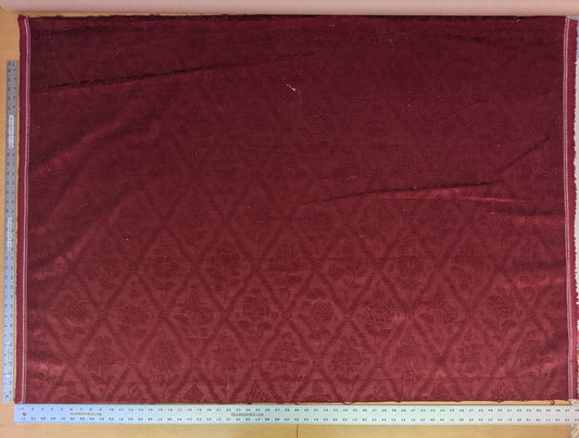 By yard Walled Garden Linen Velvet Gauffrage Rose Peony Lily Tulip Renaissance Embossed Velvet Indian Red MSRP USD 898/Y