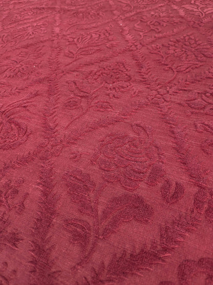 By yard Walled Garden Linen Velvet Gauffrage Rose Peony Lily Tulip Renaissance Embossed Velvet Indian Red MSRP USD 898/Y
