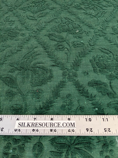 By yard Walled Garden Linen Velvet Gauffrage Renaissance Embossed Velvet Emerald Green MSRP USD 898/Y