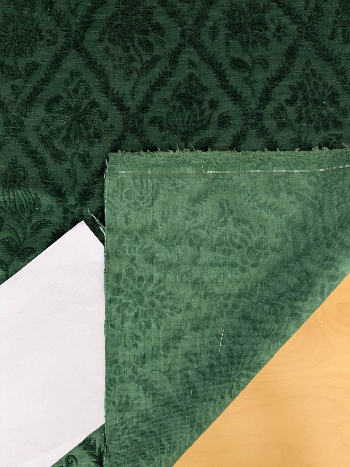 By yard Walled Garden Linen Velvet Gauffrage Renaissance Embossed Velvet Emerald Green MSRP USD 898/Y