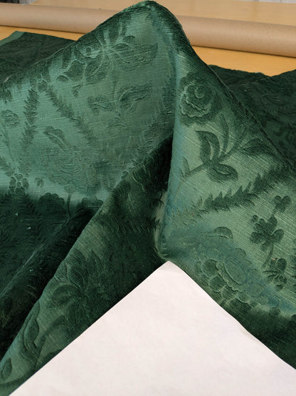 By yard Walled Garden Linen Velvet Gauffrage Renaissance Embossed Velvet Emerald Green MSRP USD 898/Y