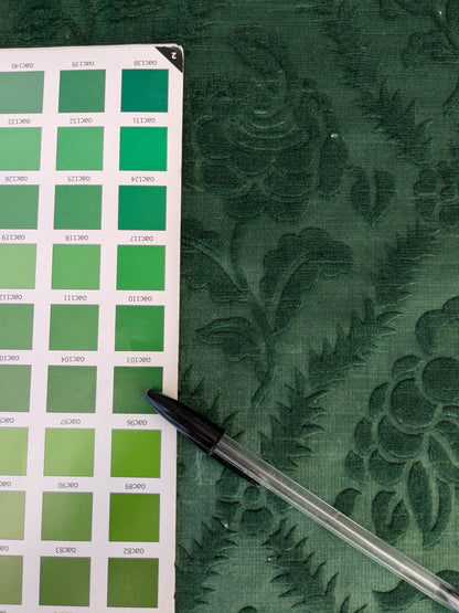 By yard Walled Garden Linen Velvet Gauffrage Renaissance Embossed Velvet Emerald Green MSRP USD 898/Y