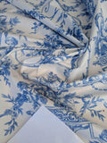 By yard Cavendish Hall Toile Print Historical Angel Cherubs Putti Dove Love Renaissance Toile de Jouy Blue on White