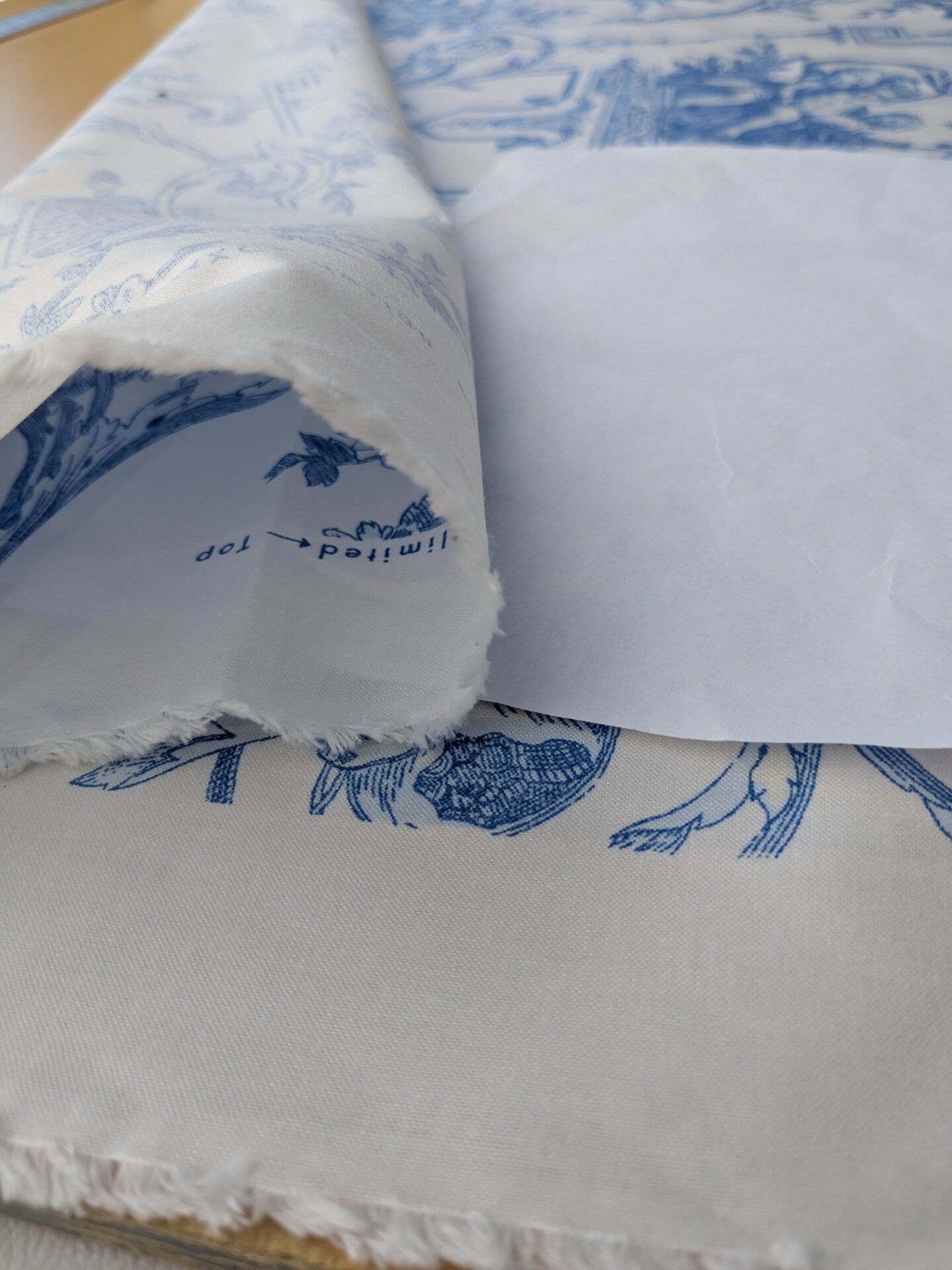 By yard Canvendish Hall Toile Print Historical Angel Cherubs Putti Dove Love Renaissance Toile de Jouy Blue on White