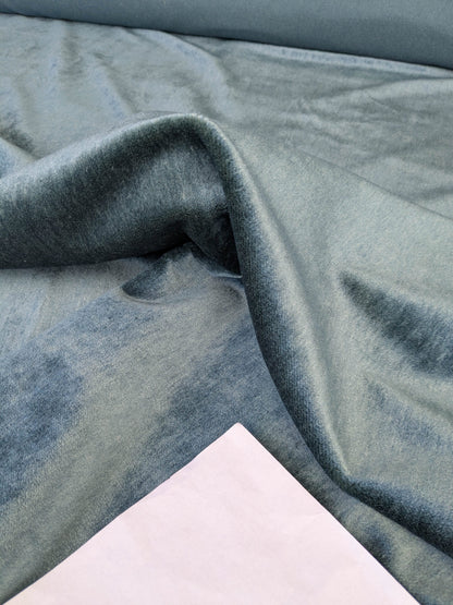 Hedy Silk and Mohair Ultimate Lux Velvet Hollywood Regency in Deep Blue Green Aquamarine MSRP USD $1000 +