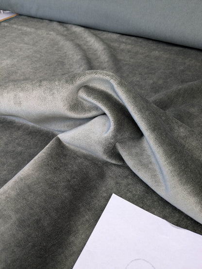 Hedy Silk and Mohair Ultimate Lux Velvet Hollywood Regency in Pale Green Silver Sage Grey MSRP USD 1000+