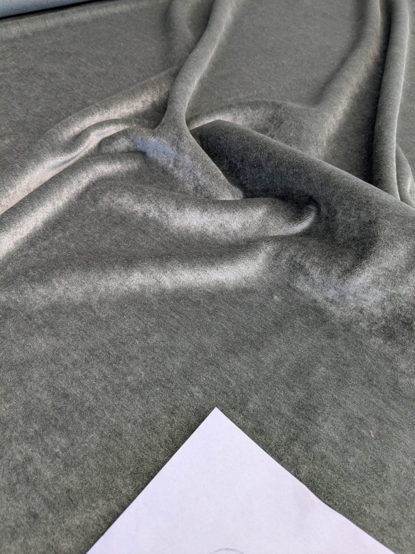 Hedy Silk and Mohair Ultimate Lux Velvet Hollywood Regency in Pale Green Silver Sage Grey MSRP USD 1000+