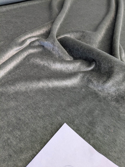 Hedy Silk and Mohair Ultimate Lux Velvet Hollywood Regency in Pale Green Silver Sage Grey MSRP USD 1000+