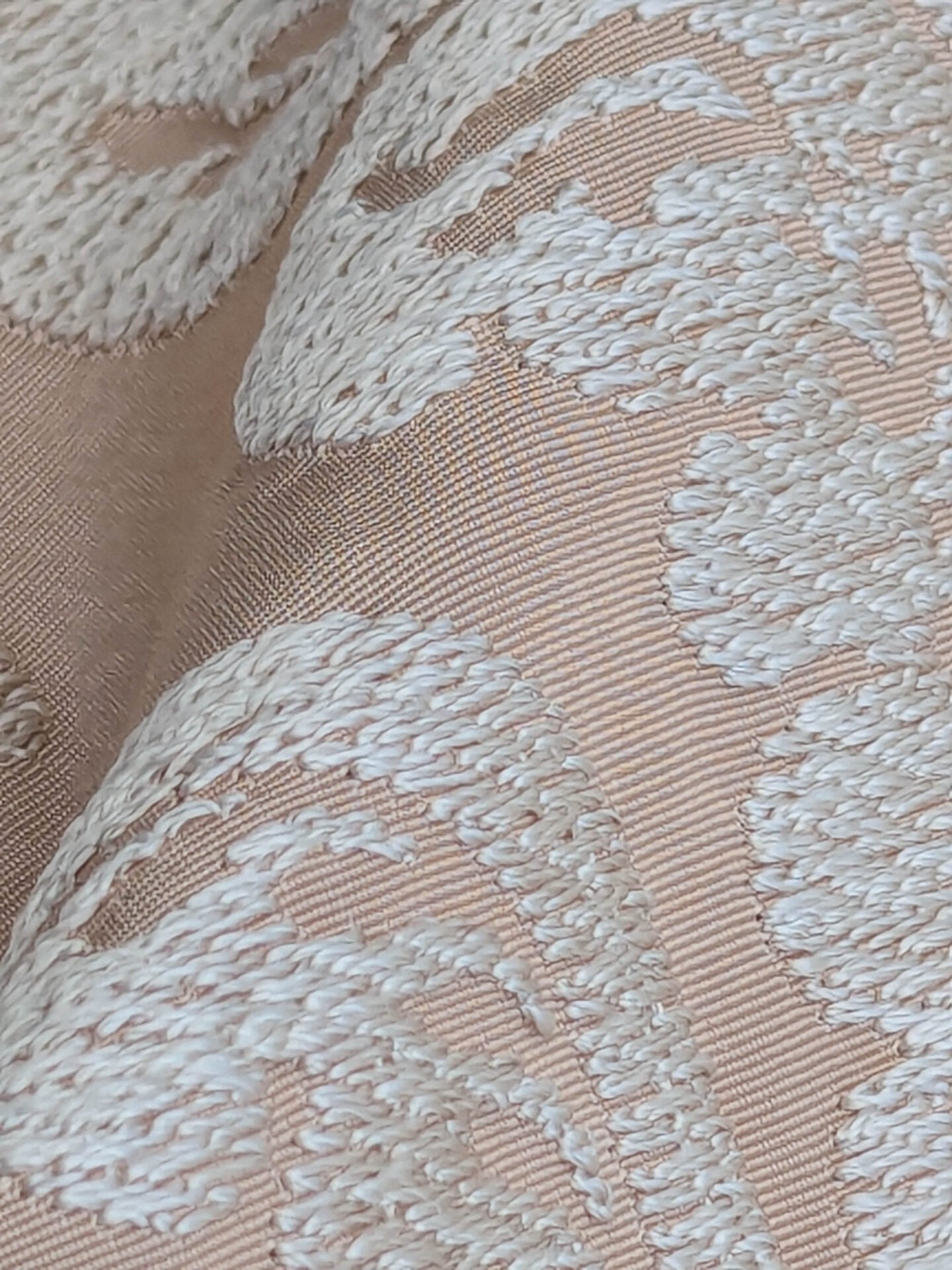 Lovelace Embroidery on Silk Faille Renaissance Damask Naked Peach Pink MSRP USD 413