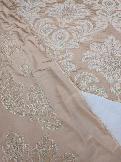 Lovelace Embroidery on Silk Faille Renaissance Damask Naked Peach Pink MSRP USD 413