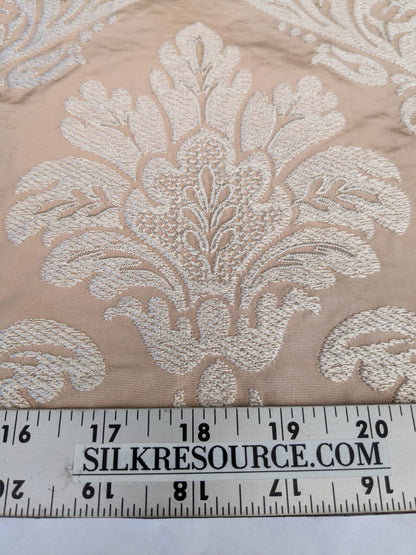 Lovelace Embroidery on Silk Faille Renaissance Damask Naked Peach Pink MSRP USD 413