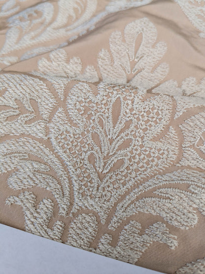 Lovelace Embroidery on Silk Faille Renaissance Damask Naked Peach Pink MSRP USD 413