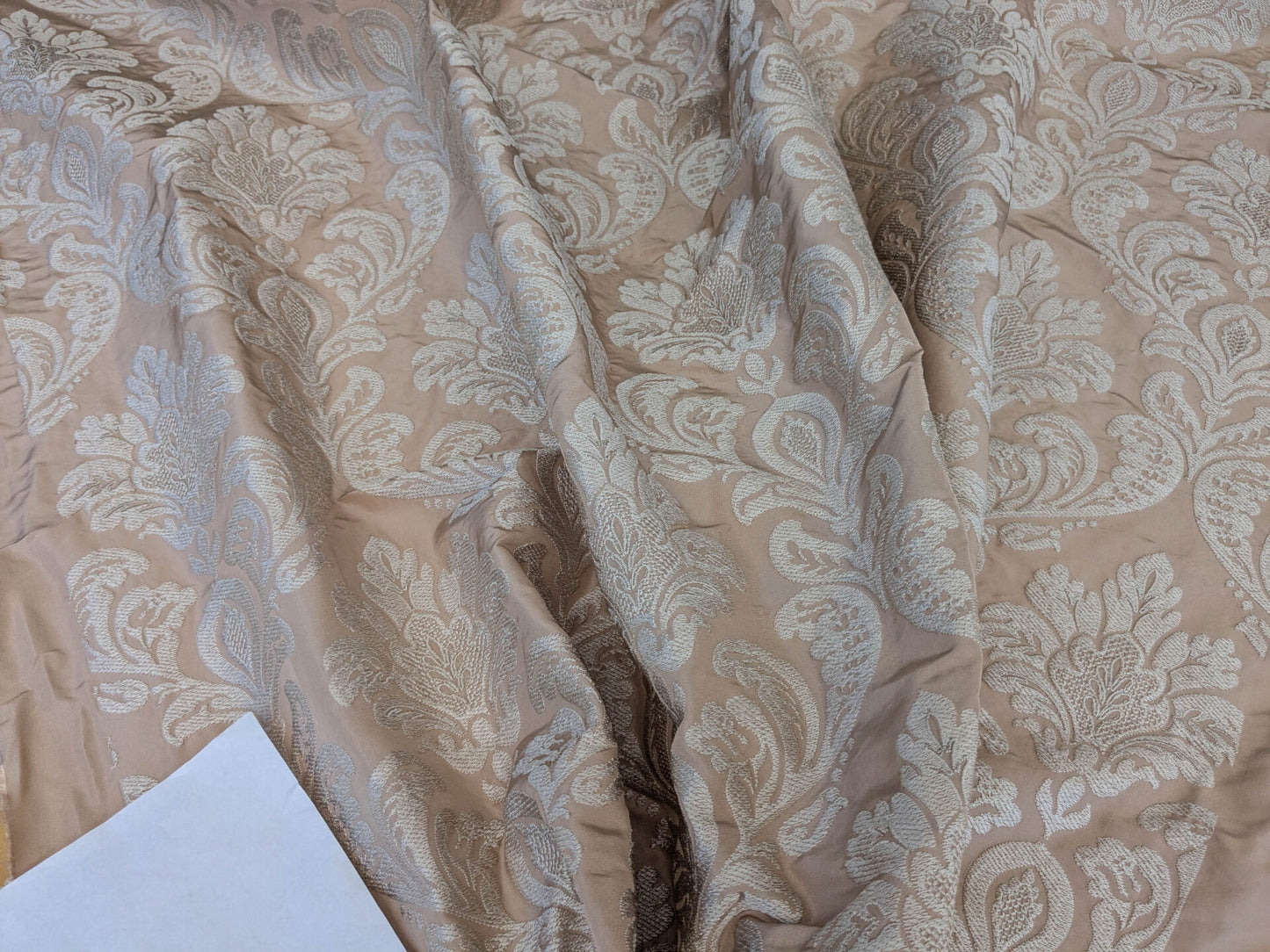 Lovelace Embroidery on Silk Faille Renaissance Damask Naked Peach Pink MSRP USD 413