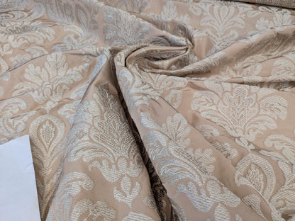 Lovelace Embroidery on Silk Faille Renaissance Damask Naked Peach Pink MSRP USD 413