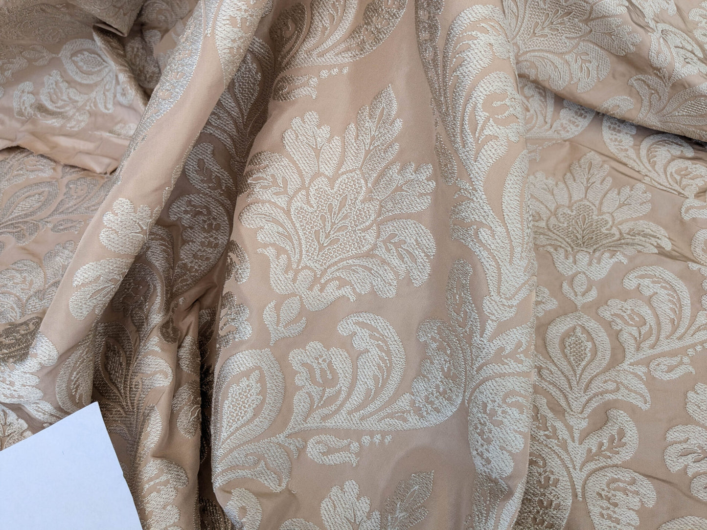 Lovelace Embroidery on Silk Faille Renaissance Damask Naked Peach Pink MSRP USD 413