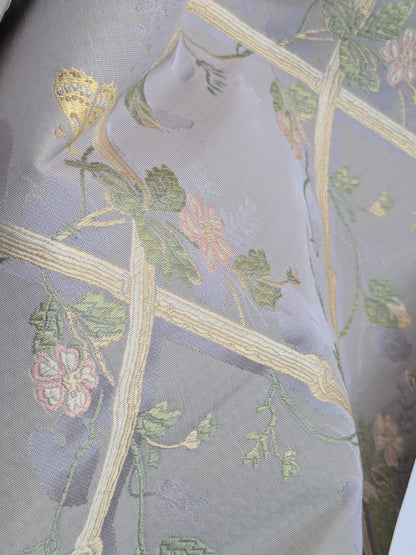 Scalamandre Butterfly &amp; Trellis Silk Lampas Pale Lavendar MSRP USD 619/Y!