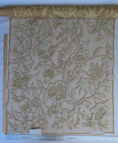 Scalamandre Sikandra Crewel Sheer Ivory Multi Wool Hand Crewel Old World Weavers MSRP USD 770/Y width 39 inches (Narrow)