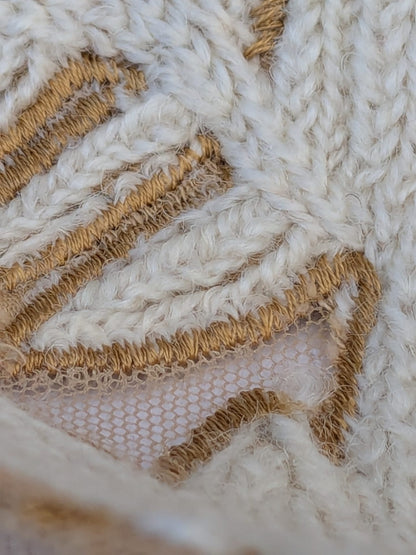 Scalamandre Sikandra Crewel Sheer Ivory Multi Wool Hand Crewel Old World Weavers MSRP USD 770/Y width 39 inches (Narrow)