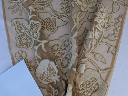 Scalamandre Sikandra Crewel Sheer Ivory Multi Wool Hand Crewel Old World Weavers MSRP USD 770/Y width 39 inches (Narrow)