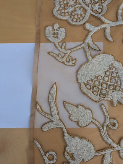 Scalamandre Sikandra Crewel Sheer Ivory Multi Wool Hand Crewel Old World Weavers MSRP USD 770/Y width 39 inches (Narrow)