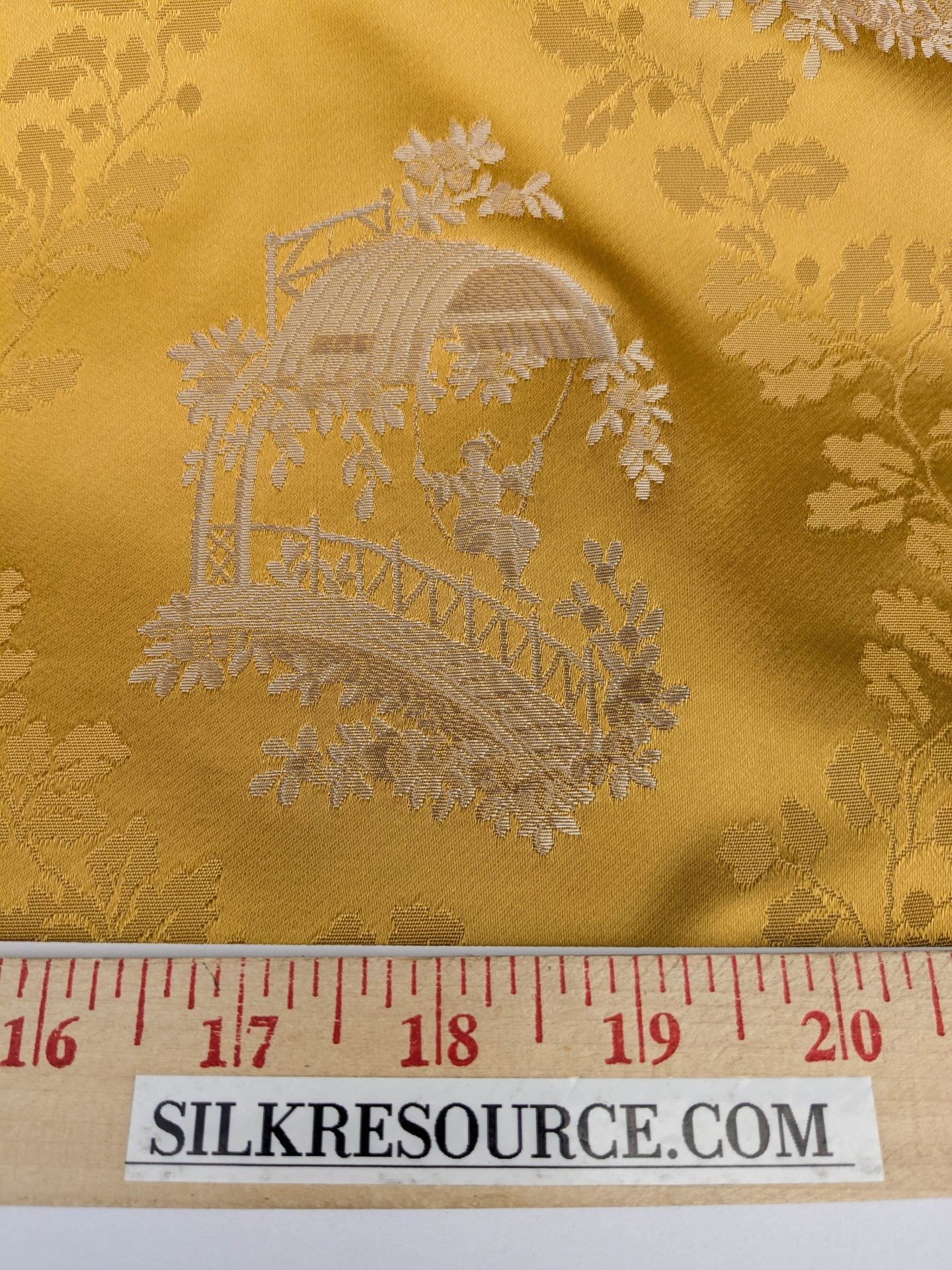 by yard Scalamandre Tassinari &amp; Chatel Pillement Or Gold Yellow Chinoiserie Scenic Figurative MSRP USD 1080/y