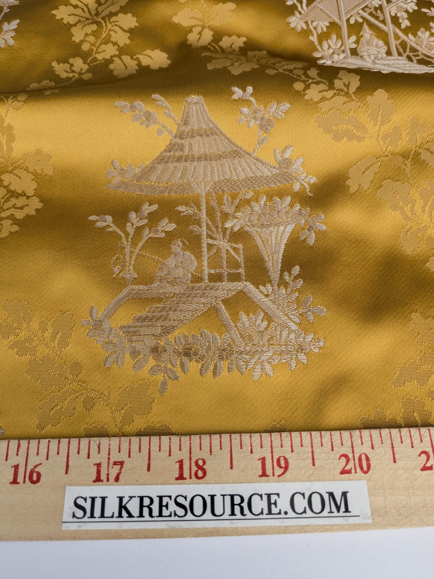 by yard Scalamandre Tassinari &amp; Chatel Pillement Or Gold Yellow Chinoiserie Scenic Figurative MSRP USD 1080/y