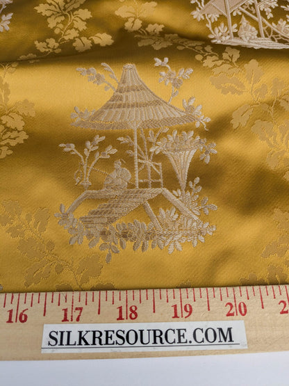 by yard Scalamandre Tassinari &amp; Chatel Pillement Or Gold Yellow Chinoiserie Scenic Figurative MSRP USD 1080/y