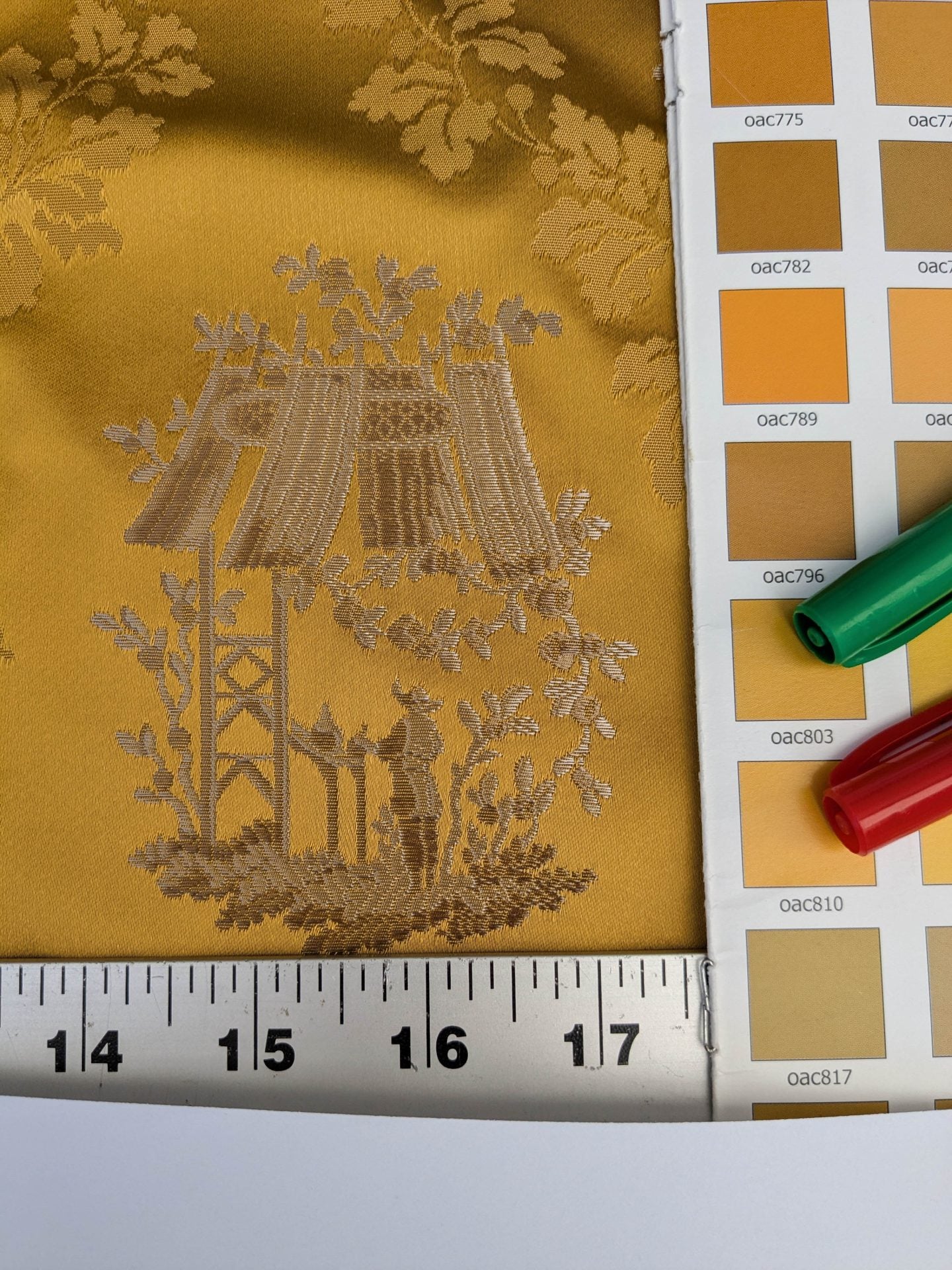 by yard Scalamandre Tassinari &amp; Chatel Pillement Or Gold Yellow Chinoiserie Scenic Figurative MSRP USD 1080/y