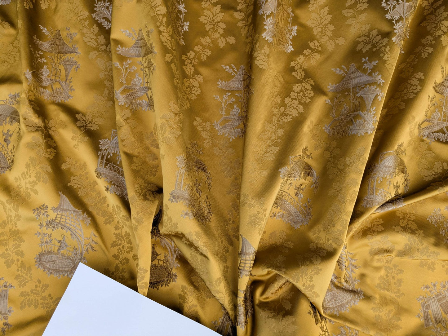 by yard Scalamandre Tassinari &amp; Chatel Pillement Or Gold Yellow Chinoiserie Scenic Figurative MSRP USD 1080/y