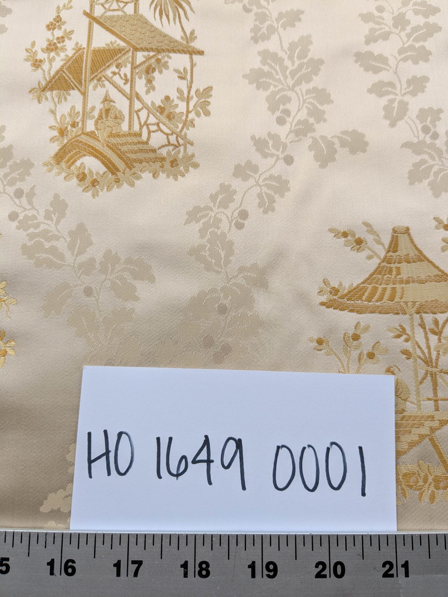 by yard Scalamandre Tassinari &amp; Chatel Pillement Creme Gold Cream Chinoiserie Scenic Figurative MSRP USD 1080/y