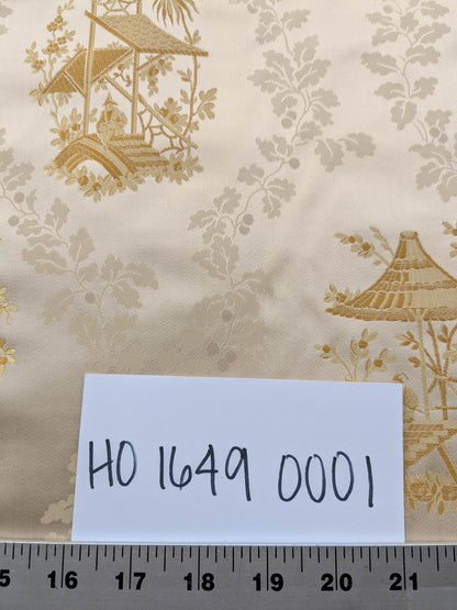 by yard Scalamandre Tassinari &amp; Chatel Pillement Creme Gold Cream Chinoiserie Scenic Figurative MSRP USD 1080/y