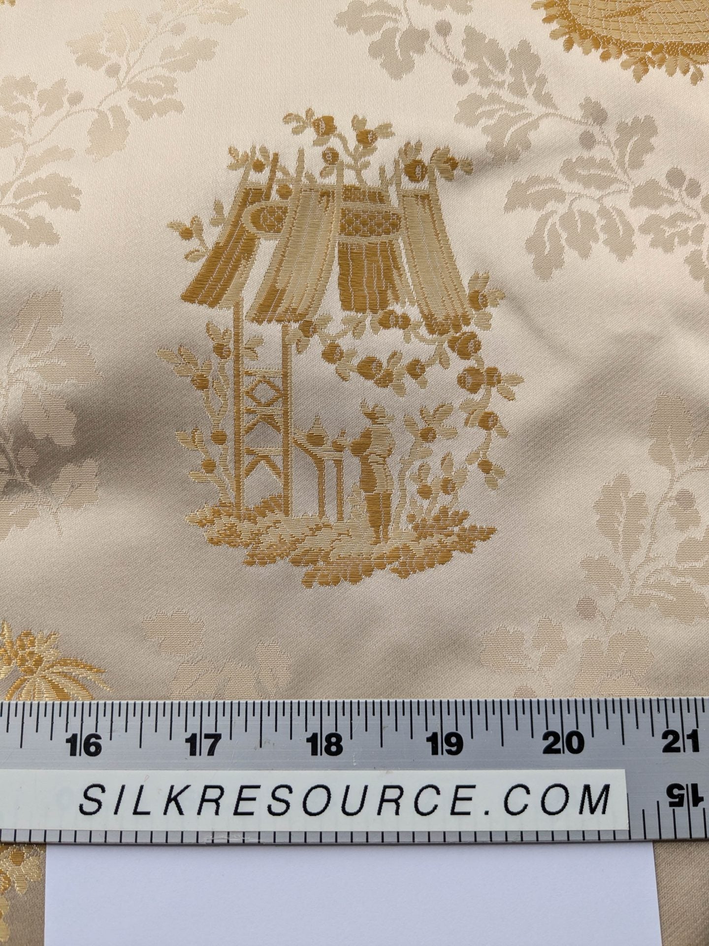 by yard Scalamandre Tassinari &amp; Chatel Pillement Creme Gold Cream Chinoiserie Scenic Figurative MSRP USD 1080/y
