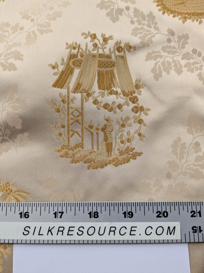 by yard Scalamandre Tassinari &amp; Chatel Pillement Creme Gold Cream Chinoiserie Scenic Figurative MSRP USD 1080/y