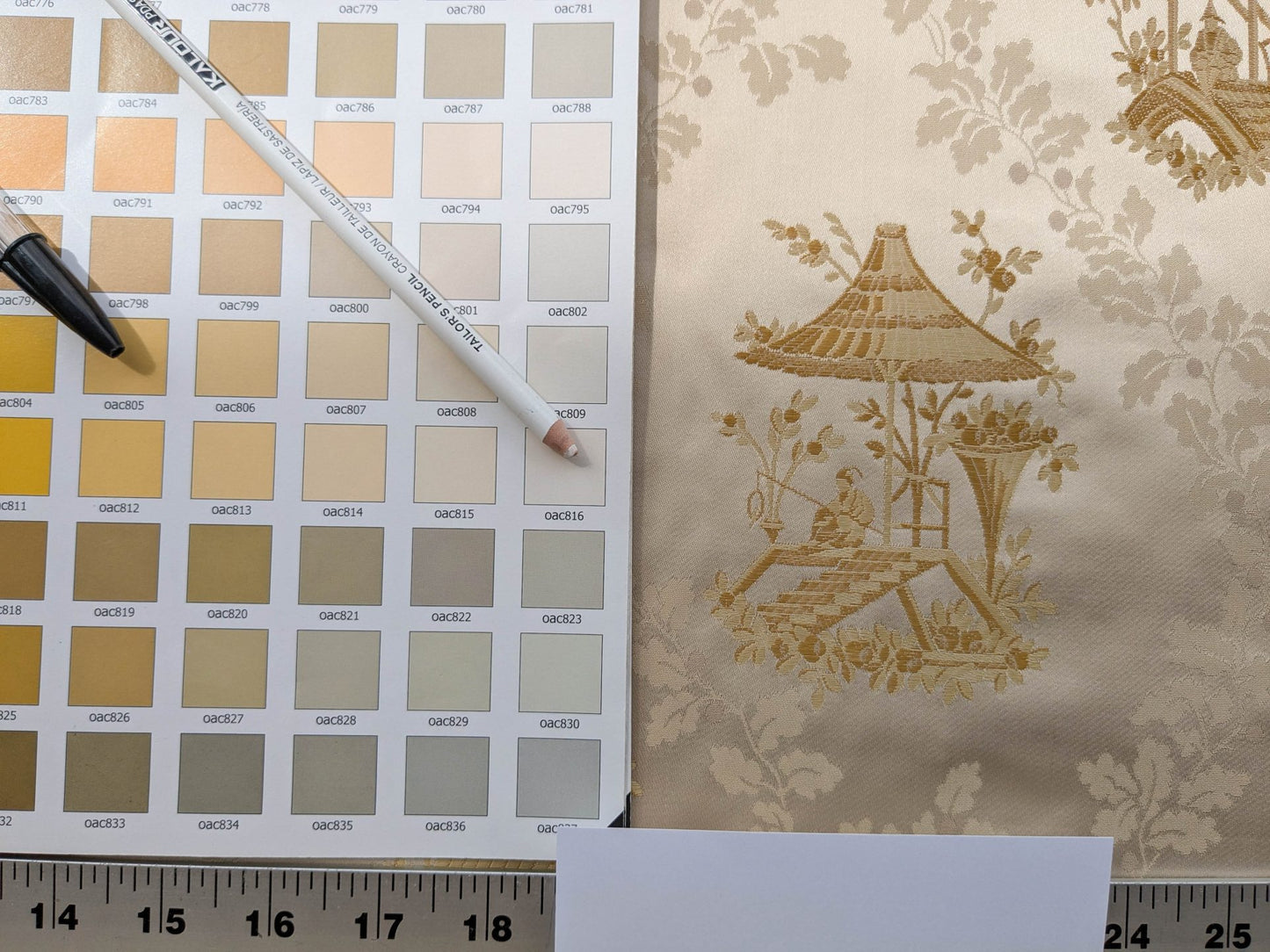 by yard Scalamandre Tassinari &amp; Chatel Pillement Creme Gold Cream Chinoiserie Scenic Figurative MSRP USD 1080/y