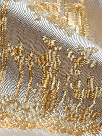 by yard Scalamandre Tassinari &amp; Chatel Pillement Creme Gold Cream Chinoiserie Scenic Figurative MSRP USD 1080/y