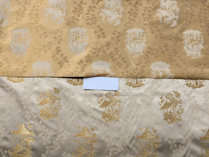 by yard Scalamandre Tassinari &amp; Chatel Pillement Creme Gold Cream Chinoiserie Scenic Figurative MSRP USD 1080/y