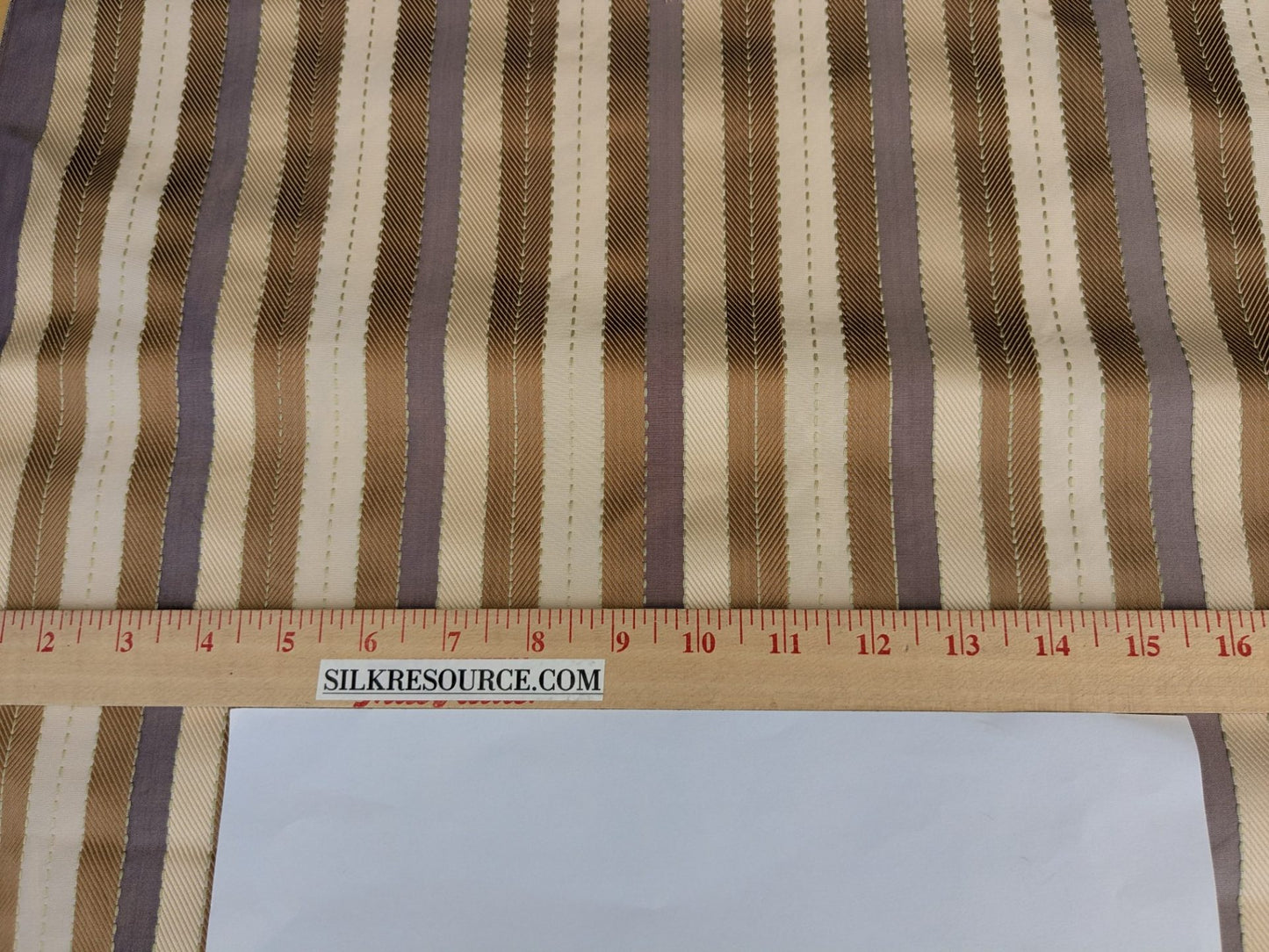 Lee Jofa Denning Silk Stripe Camel Brown Ivory Lite Lavender Purple MSRP USD196/y