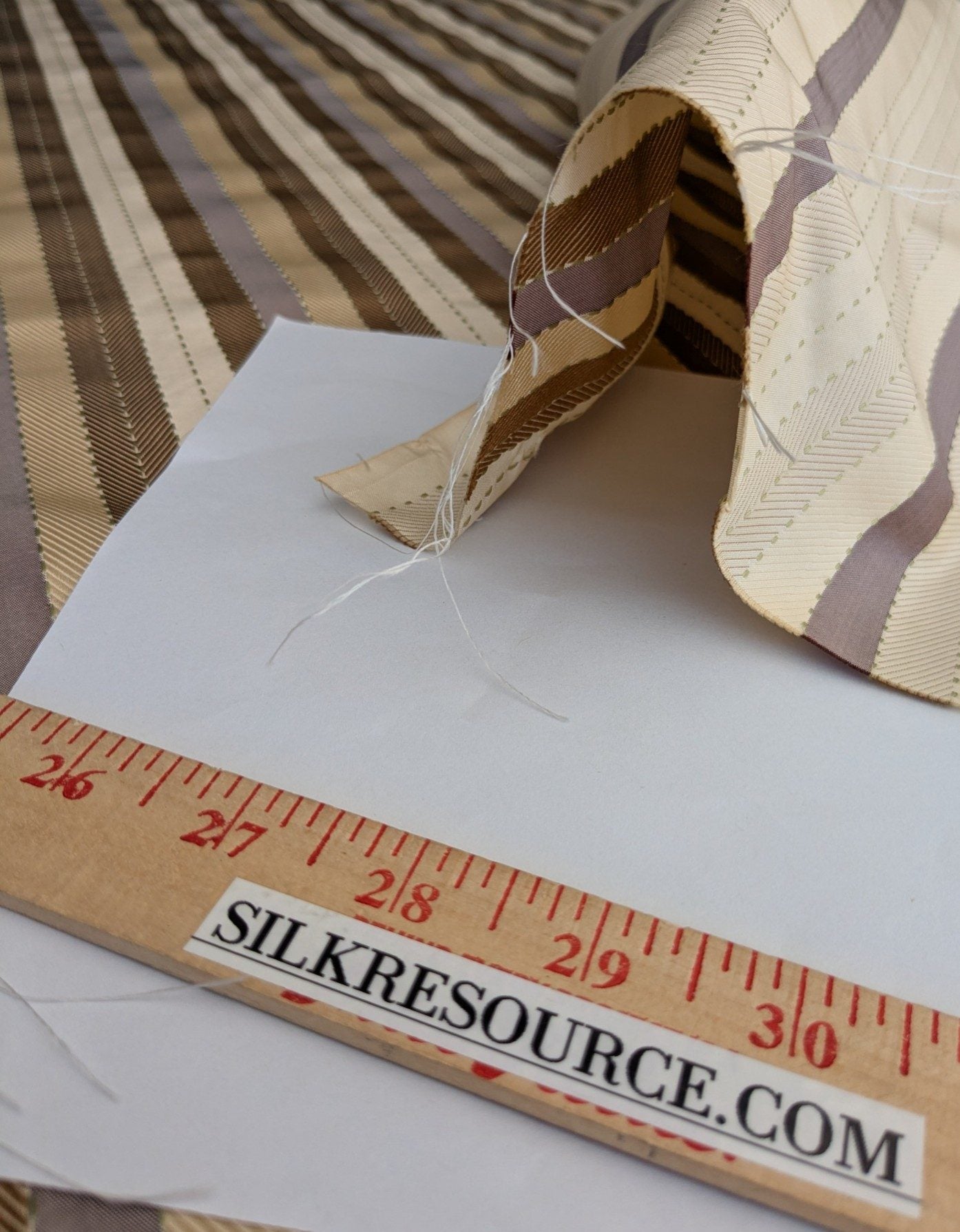 Lee Jofa Denning Silk Stripe Camel Brown Ivory Lite Lavender Purple MSRP USD196/y