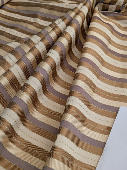 Lee Jofa Denning Silk Stripe Camel Brown Ivory Lite Lavender Purple MSRP USD196/y