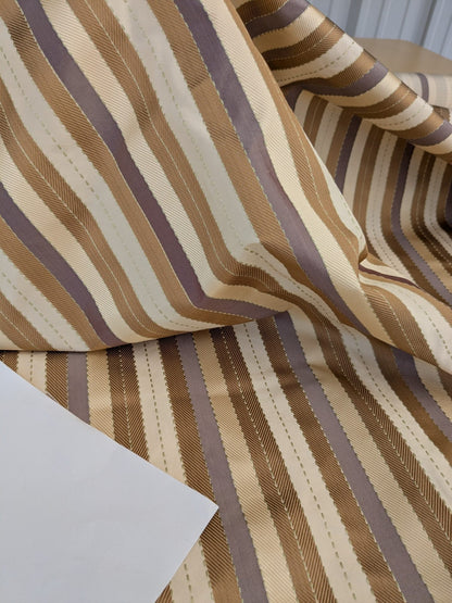 Lee Jofa Denning Silk Stripe Camel Brown Ivory Lite Lavender Purple MSRP USD196/y