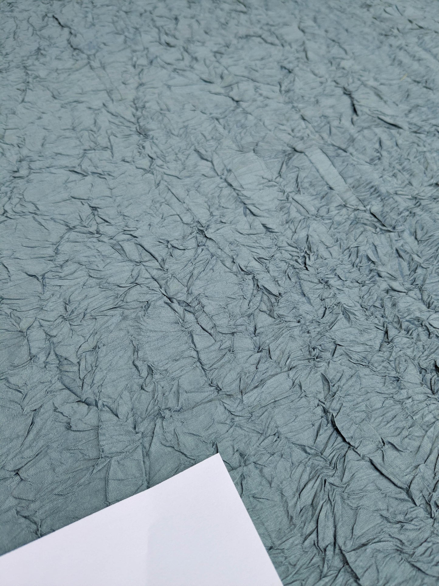 Designer Crinkled Silk Metallic Solid Fabric - Teal Blue - By The Yard