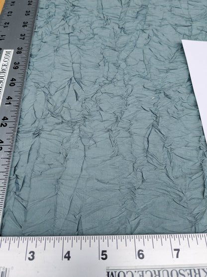 Designer Crinkled Silk Metallic Solid Fabric - Teal Blue - By The Yard