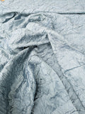 Designer Crinkled Silk Metallic Solid Fabric - Teal Blue - By The Yard
