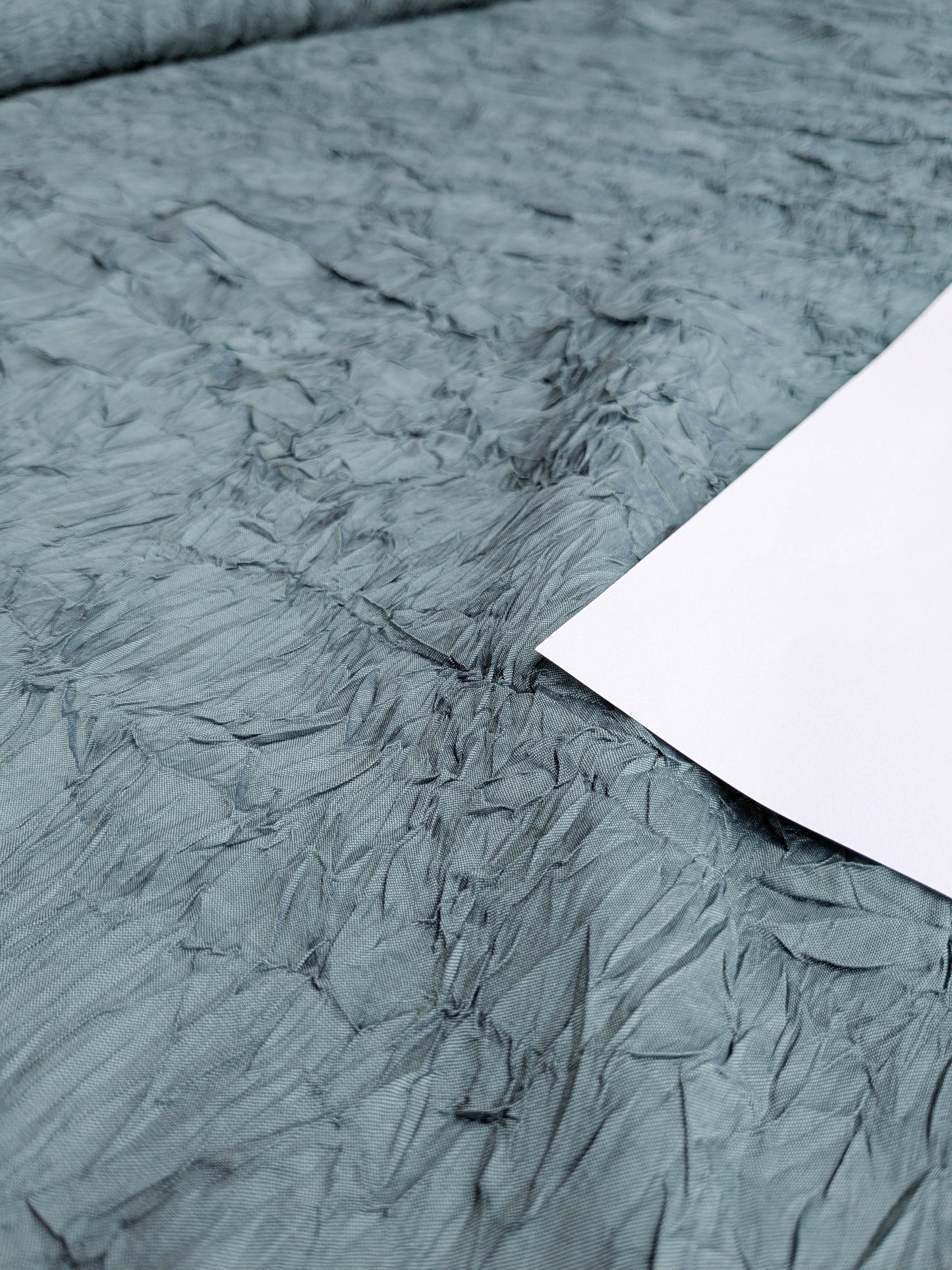 Designer Crinkled Silk Metallic Solid Fabric - Teal Blue - By The Yard