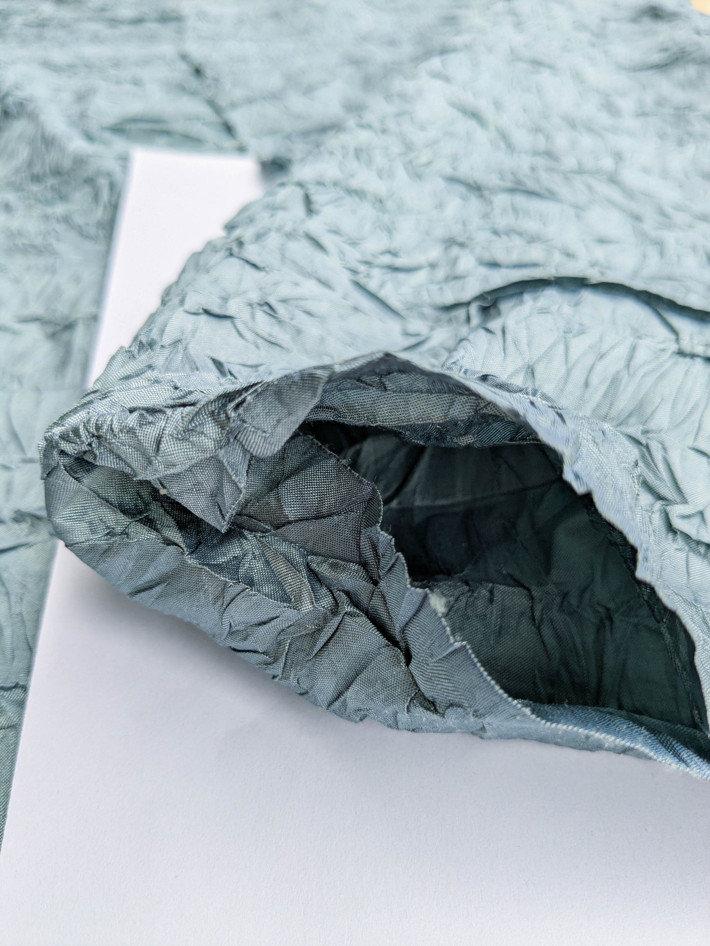 Designer Crinkled Silk Metallic Solid Fabric - Teal Blue - By The Yard