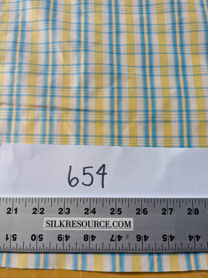 Coraggio Silk Taffeta Plaid Fabric - Yellow Blue White - By The Yard