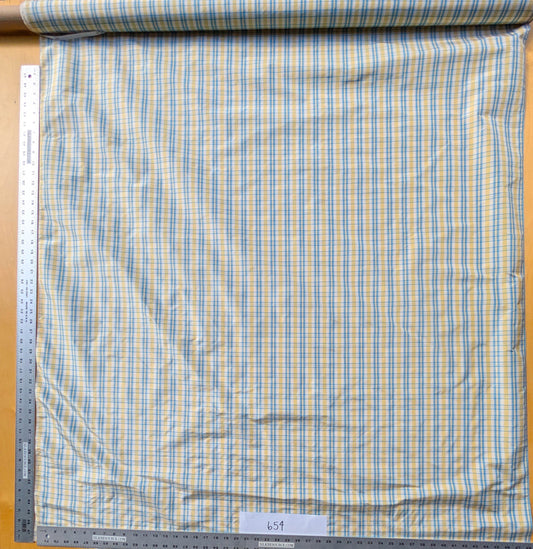 Coraggio Silk Taffeta Plaid Fabric - Yellow Blue White - By The Yard