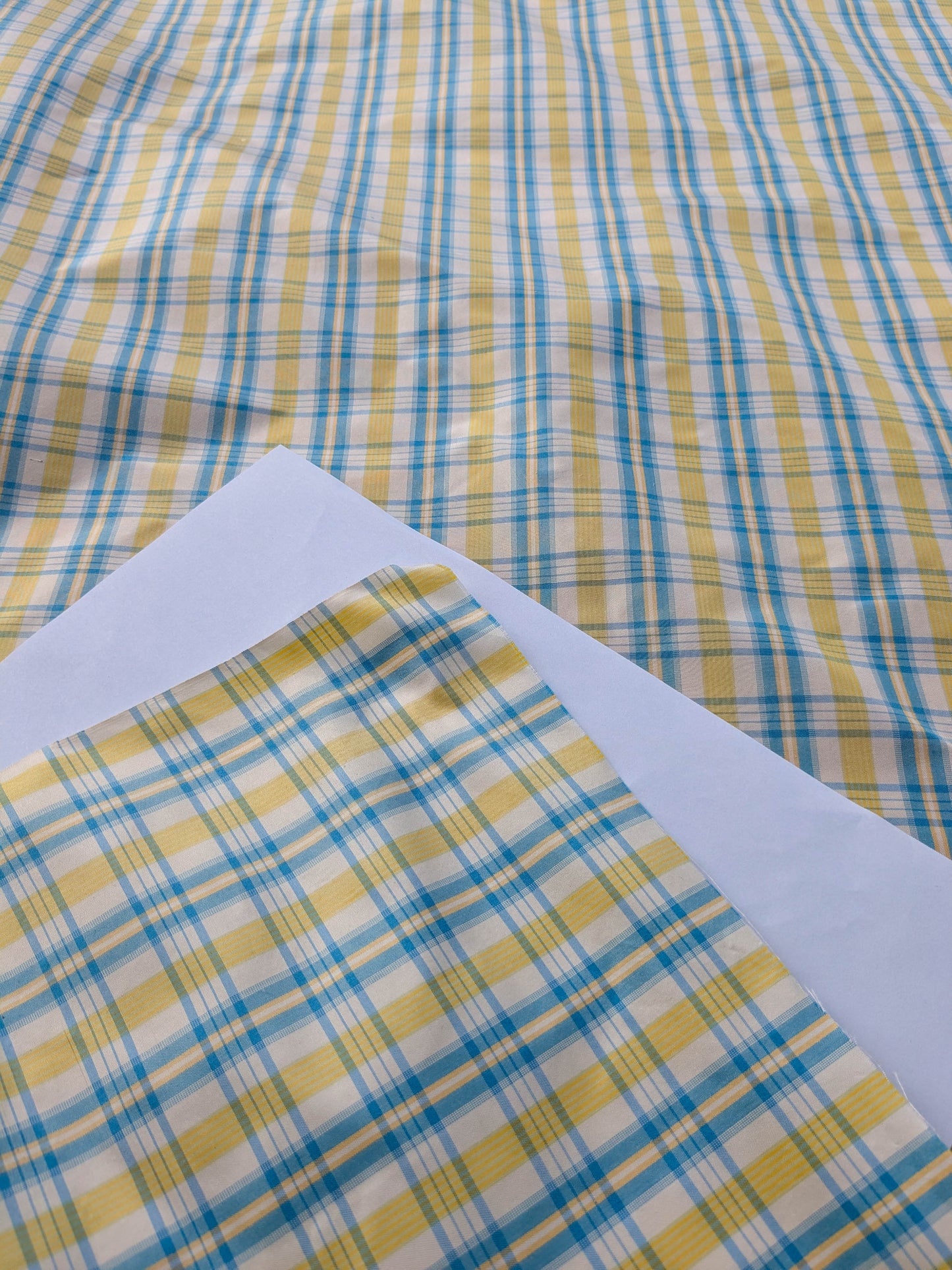 Coraggio Silk Taffeta Plaid Fabric - Yellow Blue White - By The Yard