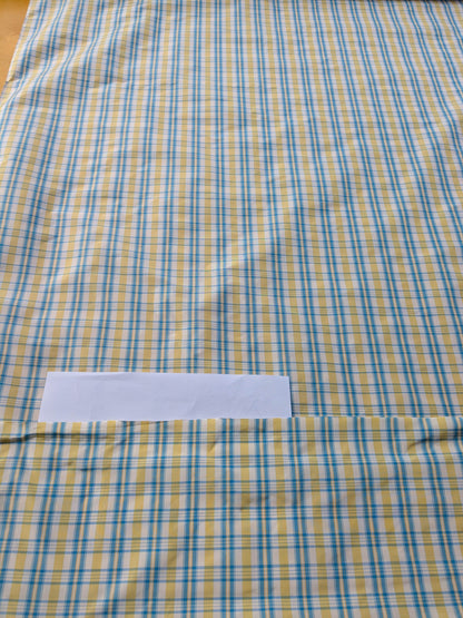Coraggio Silk Taffeta Plaid Fabric - Yellow Blue White - By The Yard